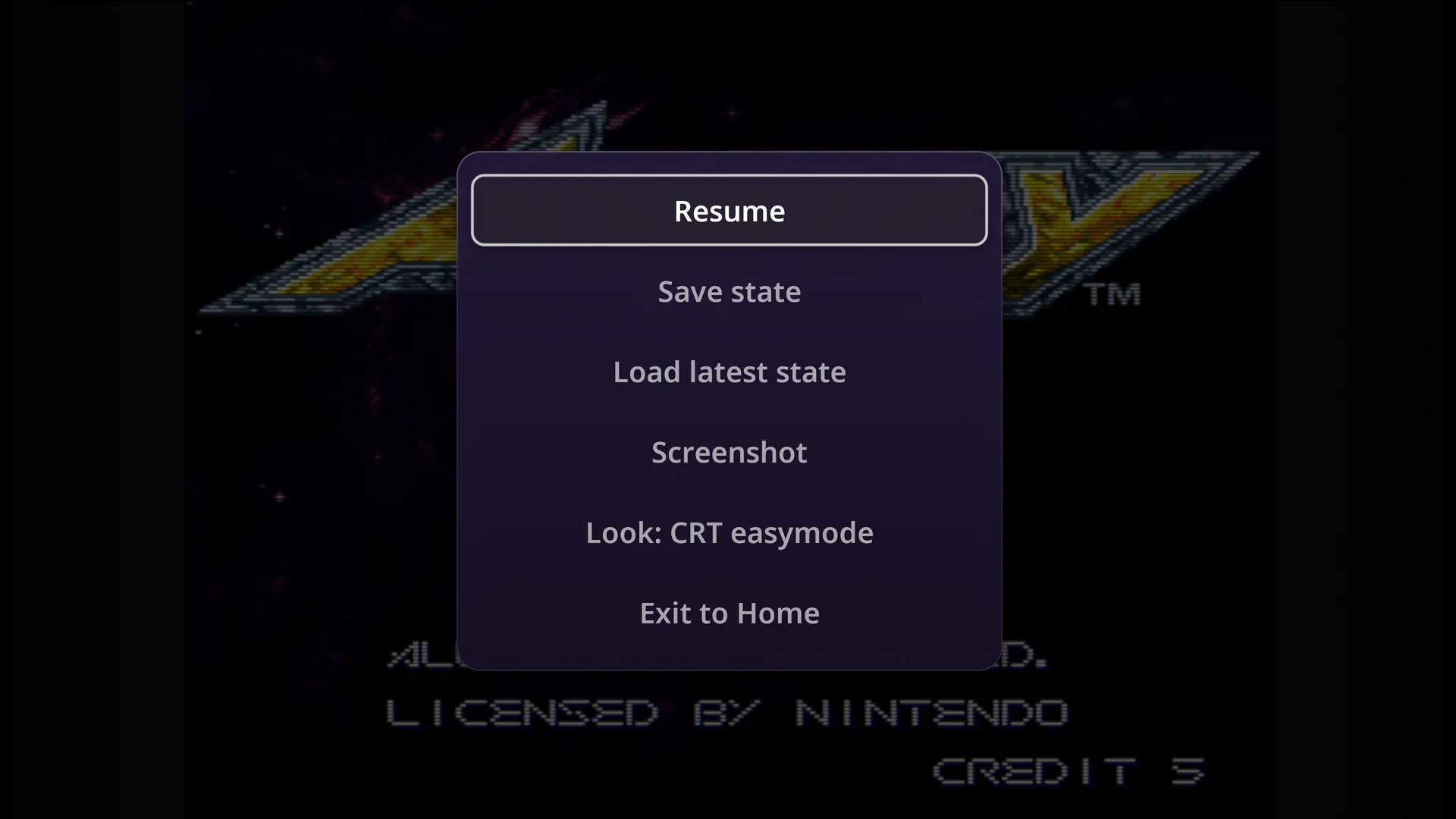 The Look row in the pause menu