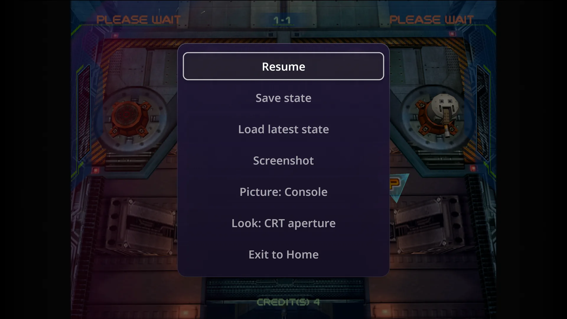 The pause menu over Zero Gunner 2