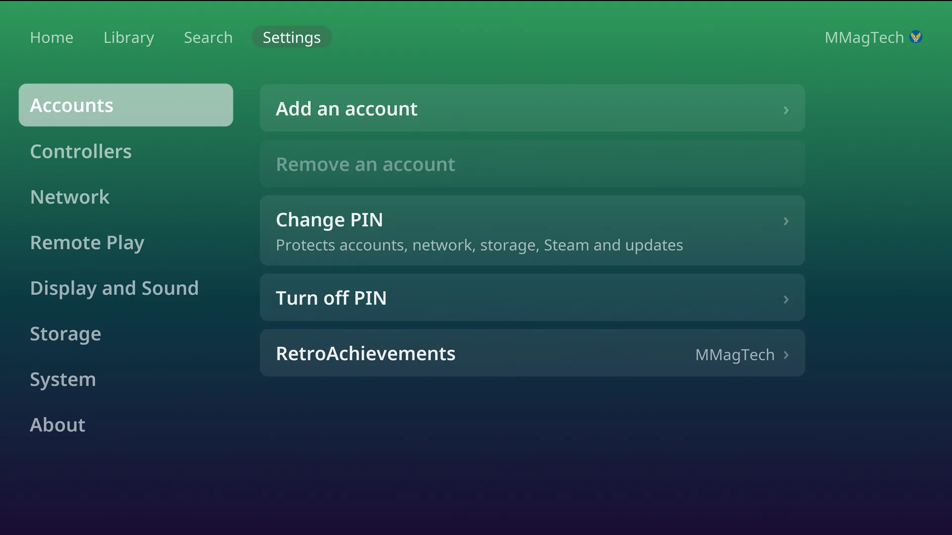 Accounts in Settings