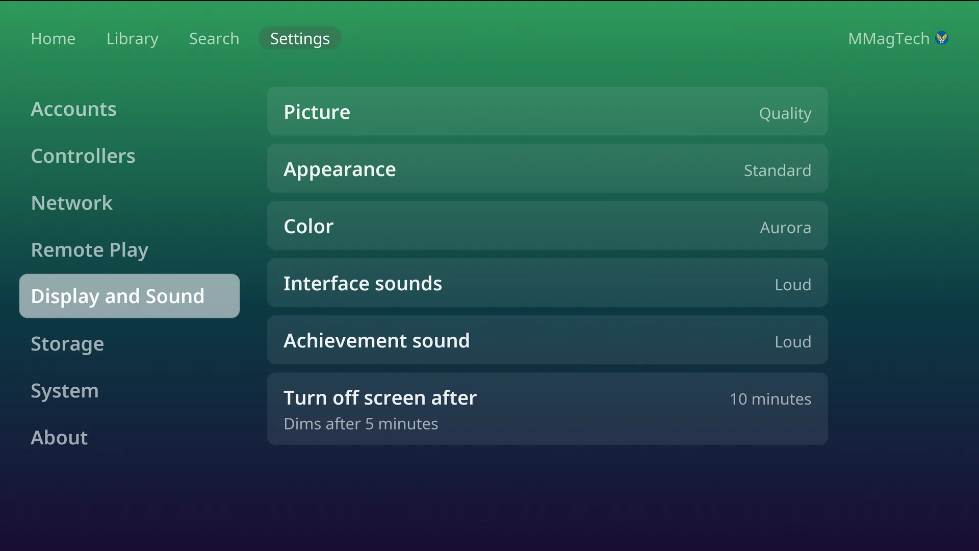 Display and Sound in Settings